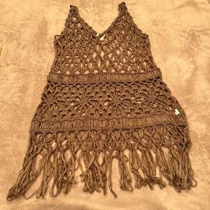 BOSTON PROPER TAN MACRAME STYLE TANK TOP OR COVER UP SIZE LARGE